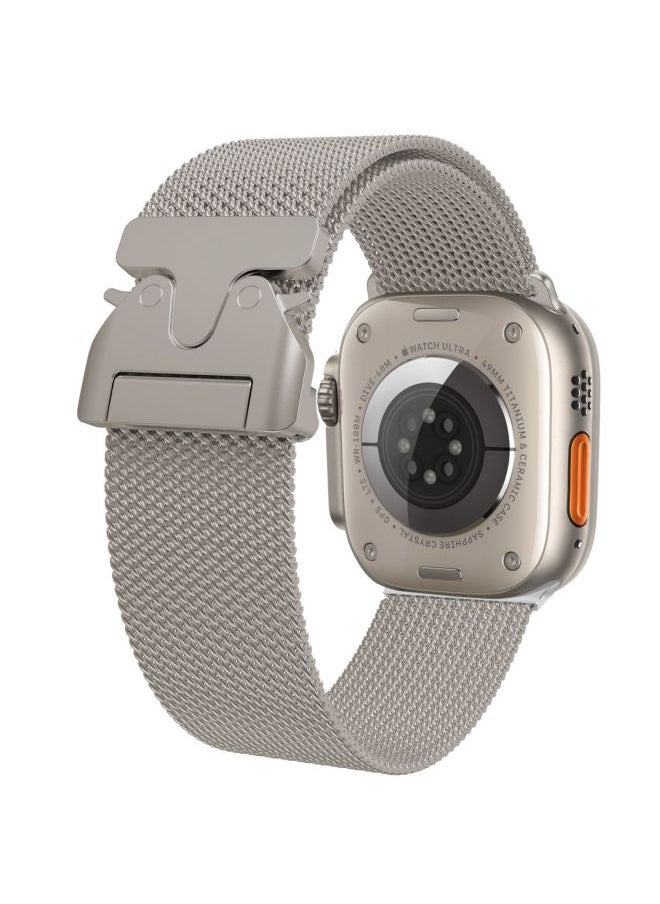 Generic - Suitable For Apple Watch Watch High-end Business Milanese Nice Buckle Strap-Color:Starlight Color-universal For Huaqiangbei 42/44/45/49 - Image 1