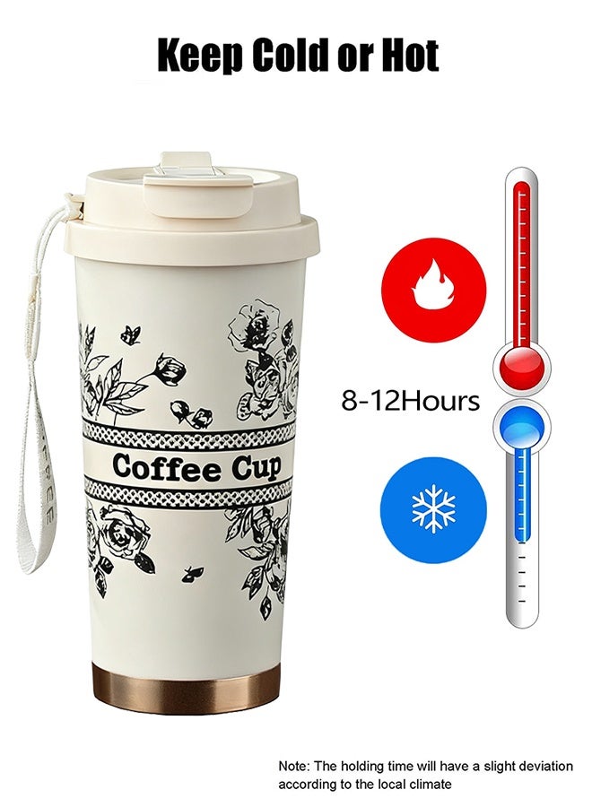 AHAKAC Coffee Mugs with Straw Vacuum Insulated Coffee Cups Tea Cup Travel Mug Leakproof Double Wall Stainless Steel Reusable Coffee Cup with Lid for Hot and Cold Drinks - Image 5