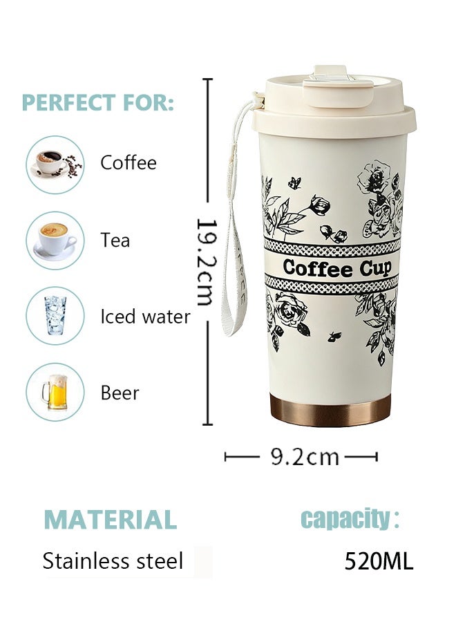 AHAKAC Coffee Mugs with Straw Vacuum Insulated Coffee Cups Tea Cup Travel Mug Leakproof Double Wall Stainless Steel Reusable Coffee Cup with Lid for Hot and Cold Drinks - Image 3