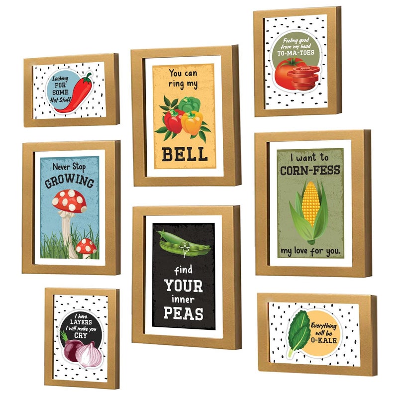 Chaka Chaundh Chaka Chaundh Wood Kitchen Posters For Wall Kitchen Posters Framed Posters For Kitchen Quotes Decor Food Quotes Wall Hanging Combo Kitchen Vegetables Set Of 8
