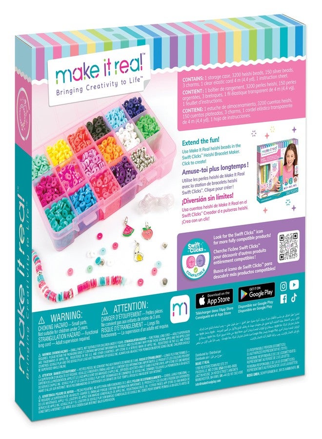 Make It Real Heishi Bead Kit - Vibrant Colors - Creative Beading Set for Kids Compatible with Bracelet Maker - Organize with Storage Case - Image 2