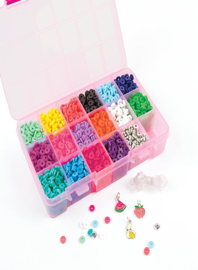 Make It Real Heishi Bead Kit - Vibrant Colors - Creative Beading Set for Kids Compatible with Bracelet Maker - Organize with Storage Case - Image 3