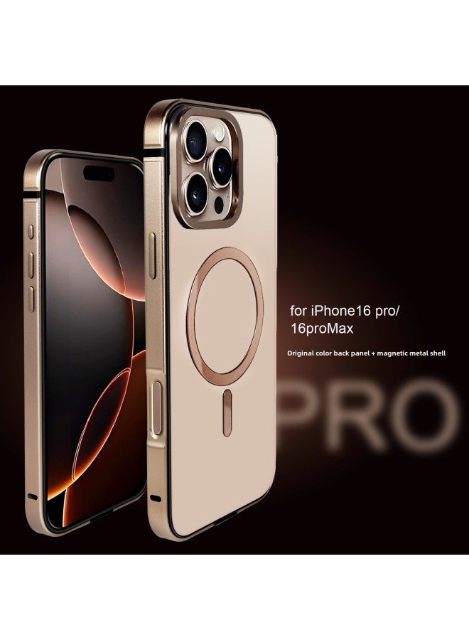 For Apple 16pro Metal Primary Color Phone Case Magsafe Magnetic Shell Iphone16promax Creative Case-Color:Black Titanium (with Magnetic Suction)-Applicable Models:iPhone 16pro  - Image 2