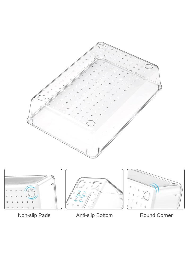 Generic - 25 PCS Clear Plastic Drawer Organizers Set, 4 Different Size Versatile Bathroom and Vanity Drawer Organizer Trays, Storage Bins for Makeup, Bedroom, Kitchen Gadgets Utensils and Office - Image 1