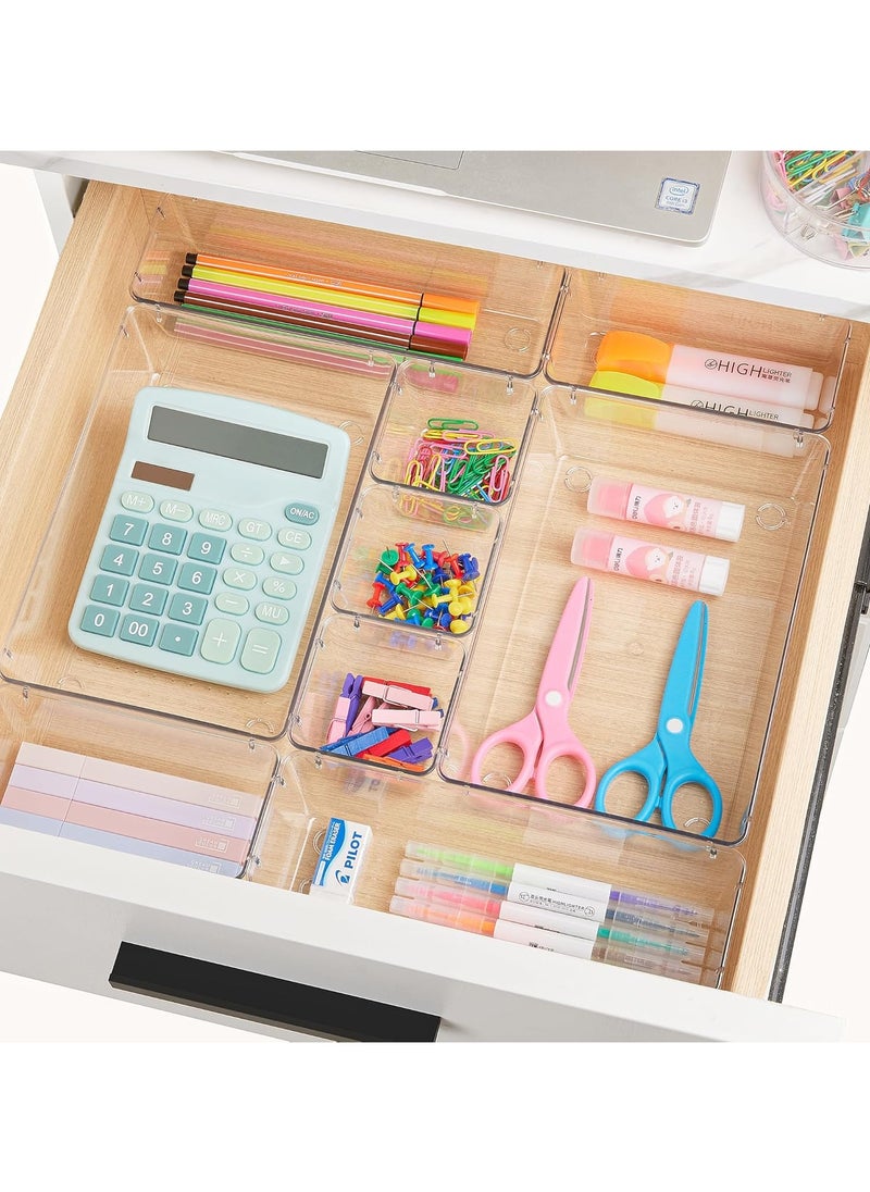 Generic - 25 PCS Clear Plastic Drawer Organizers Set, 4 Different Size Versatile Bathroom and Vanity Drawer Organizer Trays, Storage Bins for Makeup, Bedroom, Kitchen Gadgets Utensils and Office - Image 1