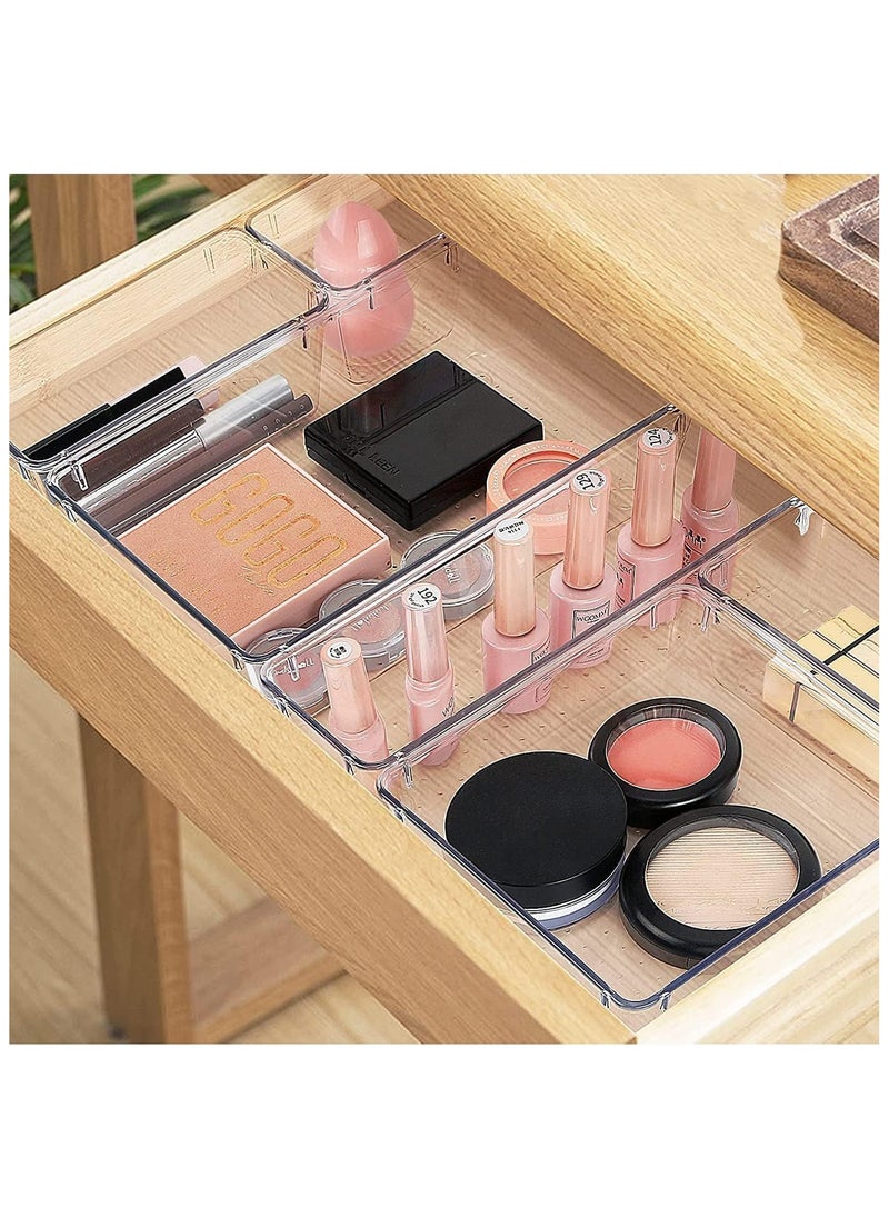 Generic - 25 PCS Clear Plastic Drawer Organizers Set, 4 Different Size Versatile Bathroom and Vanity Drawer Organizer Trays, Storage Bins for Makeup, Bedroom, Kitchen Gadgets Utensils and Office - Image 1