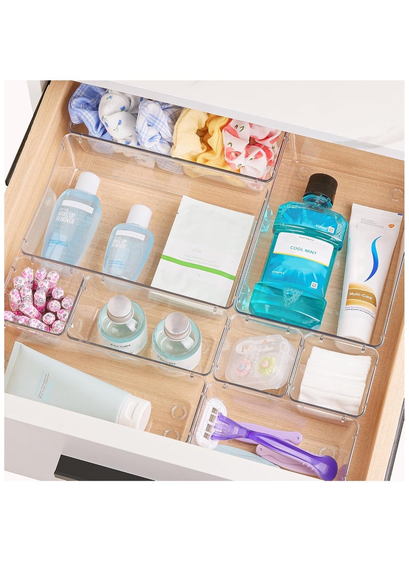 Generic - 25 PCS Clear Plastic Drawer Organizers Set, 4 Different Size Versatile Bathroom and Vanity Drawer Organizer Trays, Storage Bins for Makeup, Bedroom, Kitchen Gadgets Utensils and Office - Image 1