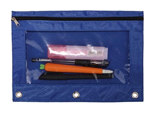 Wodison 18-Packs 3 Ring Pencil Pouch with Clear Window School Classroom Binder Pocket Case Office Stationery Bag Blue - Image 2