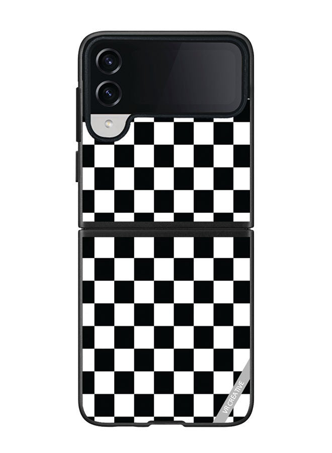 VR CREATIVE Protective Case Cover For Samsung Galaxy Z Flip4 Black And White Box Design Multicolour - Image 1