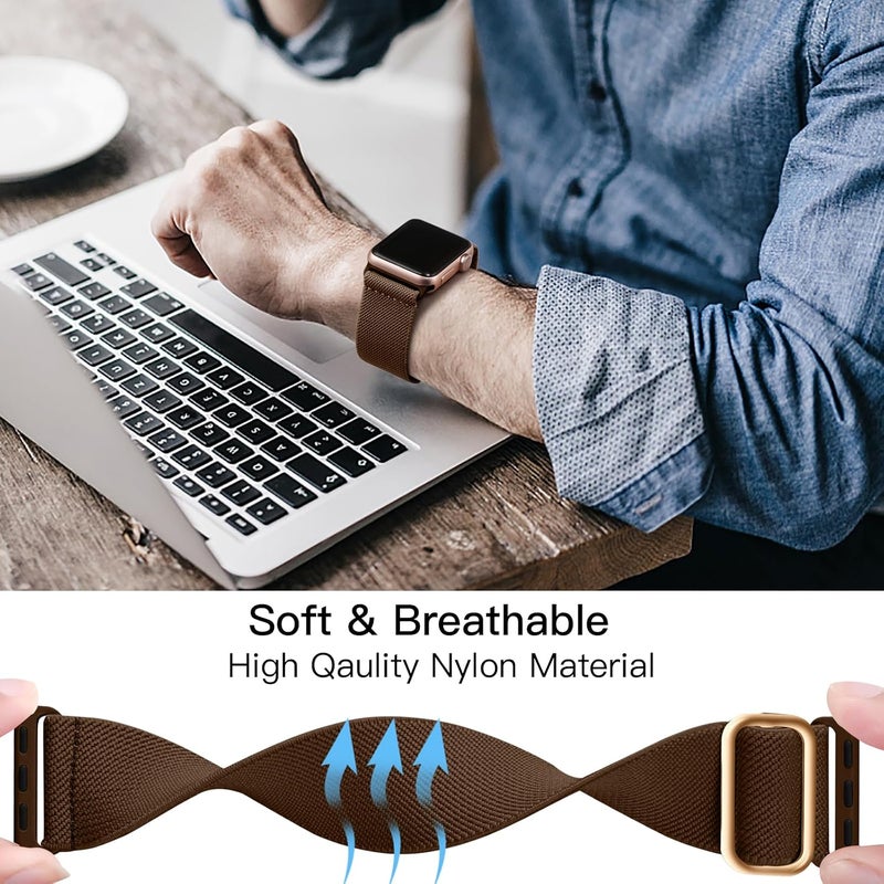 Lerobo Braided Band Compatible with Apple Watch Series 11 10 9 8 7 46mm 45mm 41mm Ultra SE 3 2 1 49mm Series 6 5 4 3 44mm 40mm 38mm 42mm Men iWatch Bands Women Stretchy Nylon Solo Loop Sport Strap - Image 4