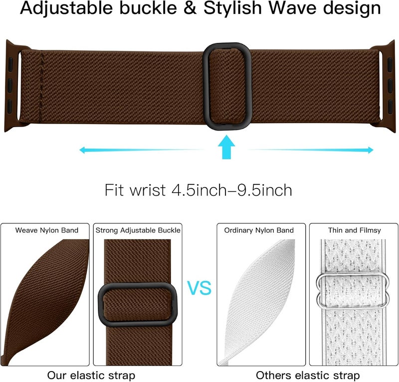 Lerobo Braided Band Compatible with Apple Watch Series 11 10 9 8 7 46mm 45mm 41mm Ultra SE 3 2 1 49mm Series 6 5 4 3 44mm 40mm 38mm 42mm Men iWatch Bands Women Stretchy Nylon Solo Loop Sport Strap - Image 3