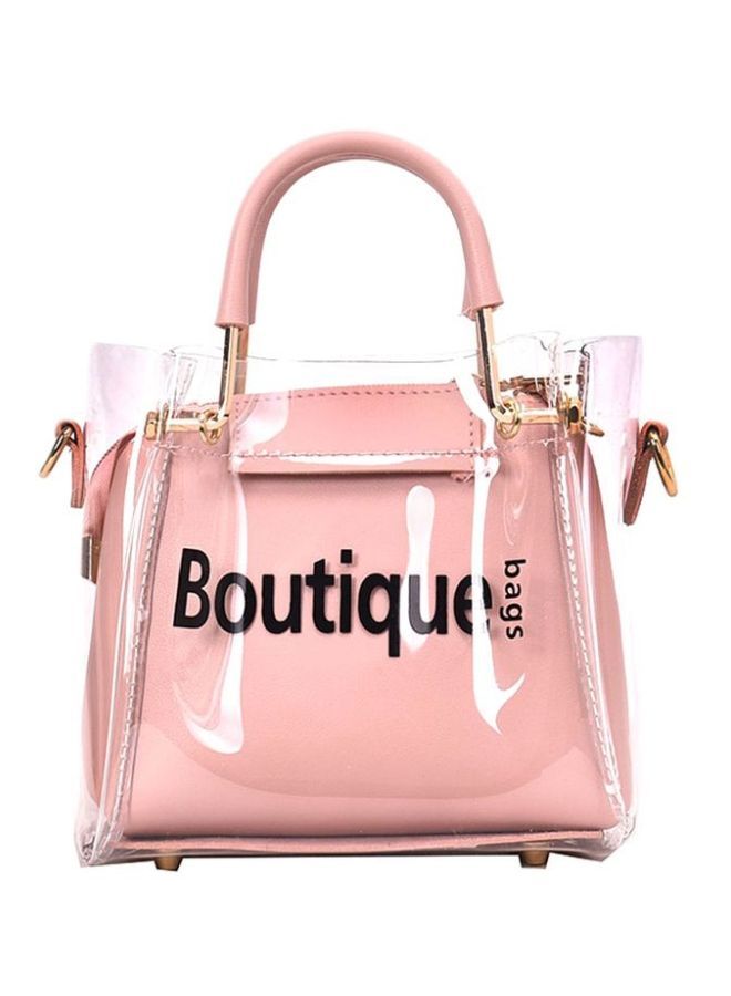 NIBEMINENT Letter Pattern Satchel Bag Pink/Clear - Image 1
