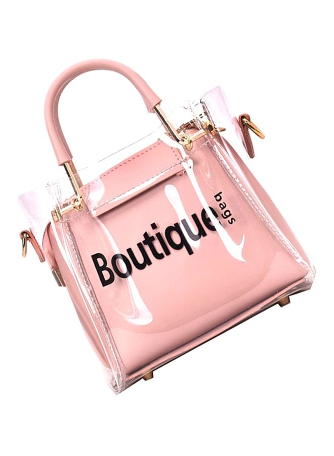 NIBEMINENT Letter Pattern Satchel Bag Pink/Clear - Image 2