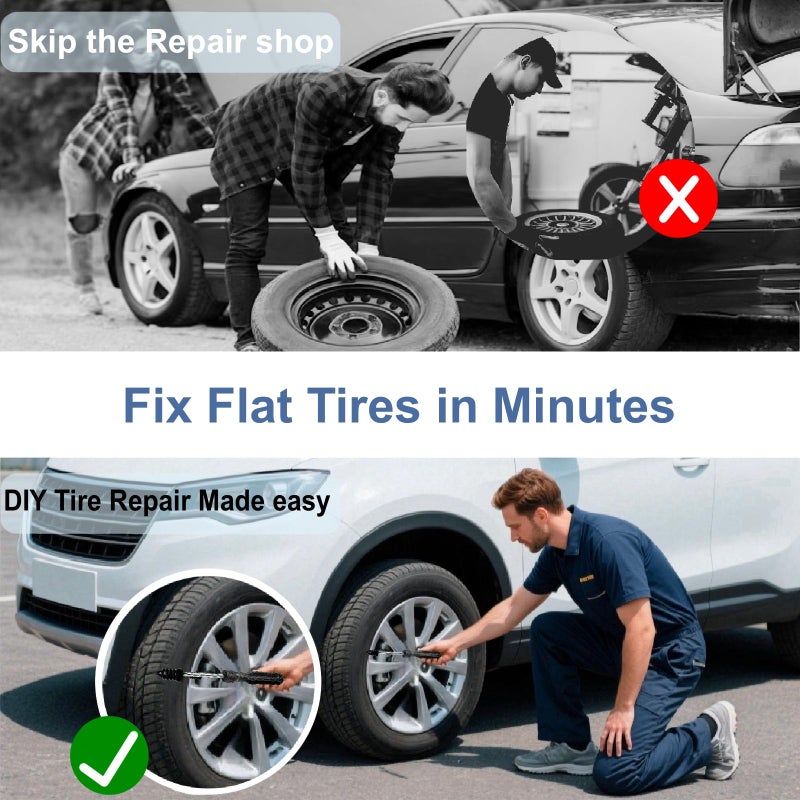 SYuXccfess 60 PCS Tire Repair Rubber Nails, Reliable Screw in Tire Repair Plugs with a Screwdriver, Tire Repair Screws, Self-Service Tire Plugs Screw Type, Tire Repair First Aid Kit for Car, Motorcycle, Truck - Image 4