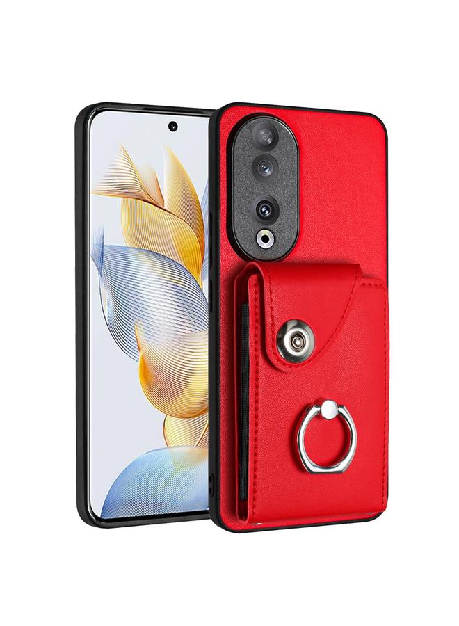 اس-توب جراب لهاتف Honor 90 مزود بحلقة وحقيبة بطاقات وحافظة هاتف من البولي يوريثان - Image 1