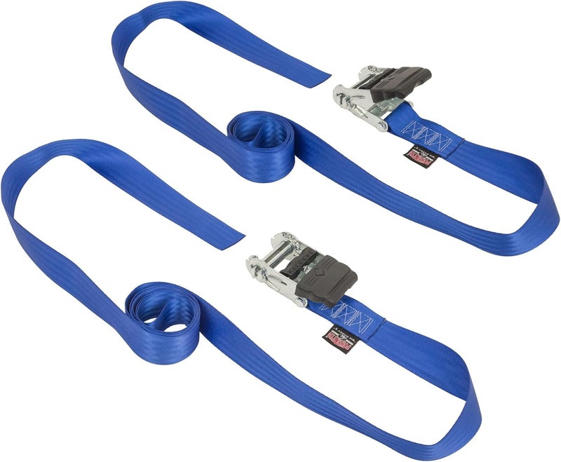 PowerTye - Endless Ratchet Strap - 2 inch x 14ft Easy Grip Extra-Long Tie Down Strap (Hookless), 800 lb. W.L.L. / 2,400 Lb Break Strength, Ideal for Motorcycle, ATV, Truck & Cargo, Blue 2-Pack - Image 1