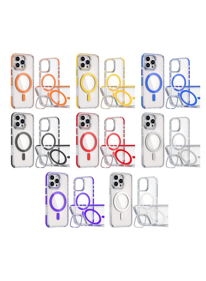 S-TOP Case For iPhone 16 Pro Max Dual-Color Clear Acrylic Hybrid TPU Lens Flip Holder MagSafe Phone Case - Image 2