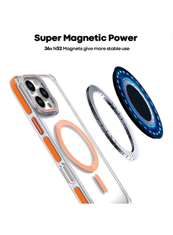 S-TOP Case For iPhone 16 Pro Max Dual-Color Clear Acrylic Hybrid TPU Lens Flip Holder MagSafe Phone Case - Image 4