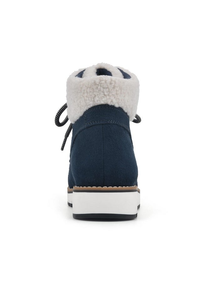 WHITE MOUNTAIN - WHITE MOUNTAIN Shoes Cozy Women's Lace-up Hiker Bootie, Navy/Fabric, 7.5 M - Image 1