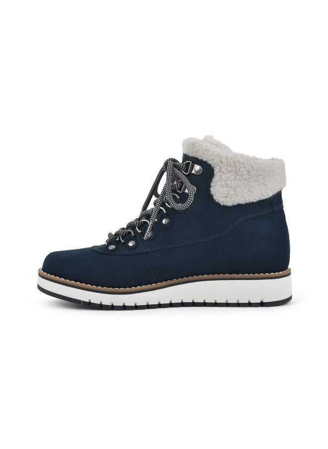 WHITE MOUNTAIN - WHITE MOUNTAIN Shoes Cozy Women's Lace-up Hiker Bootie, Navy/Fabric, 7.5 M - Image 1