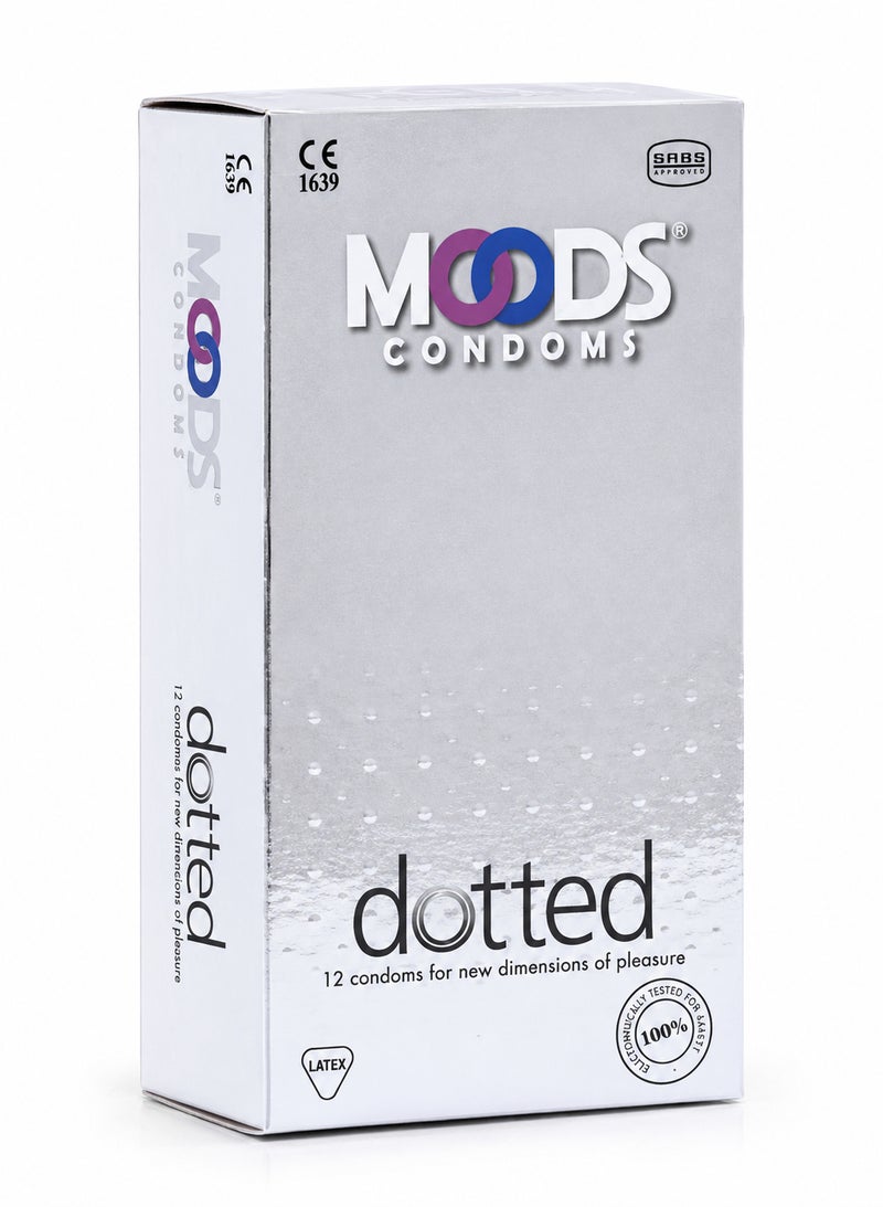 Dotted Textured Condoms, Lubricated Natural Latex Barrier Protection, Pack of 12