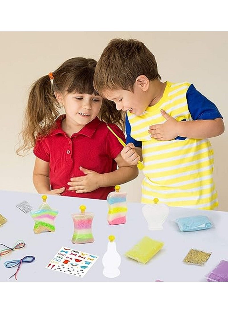 Sand arts and crafts set consisting of a 3-bottle funnel 4 bags of sand multicolors - Image 2