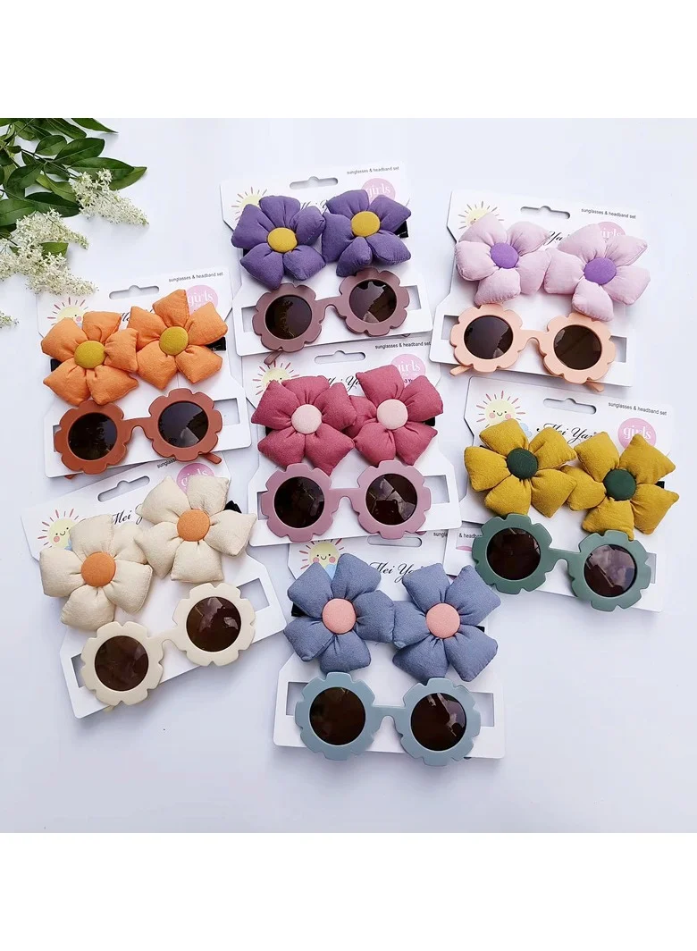 D'Daniela Aida Glasses and Flower Shaped Clip Set For Babies and Girls - Cool Blue