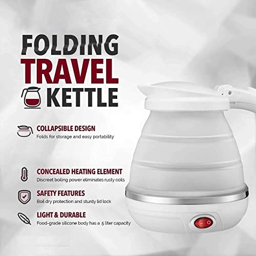 DONDA Travel Folding Electric Kettle, Fast Boiling, Portable Electric Kettle | 600ml Boil Protection, 100-240V Food Grade Silicone Kettle (Multicolor) - Image 3