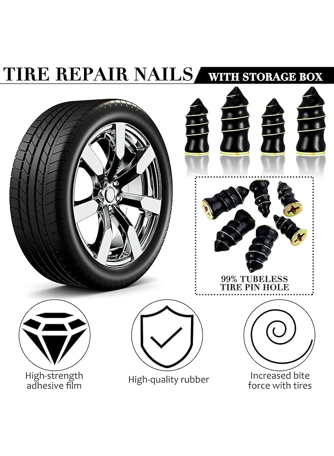 KASTWAVE Tire Repair Rubber Nail With Screwdriver Car Tire Repair Rubber Screws Auto Motorcycle Vacuum Tire Nails Self Service Nails Fast Tools For Car Motorcycles Trucks Vehicles(62Pcs) - Image 4