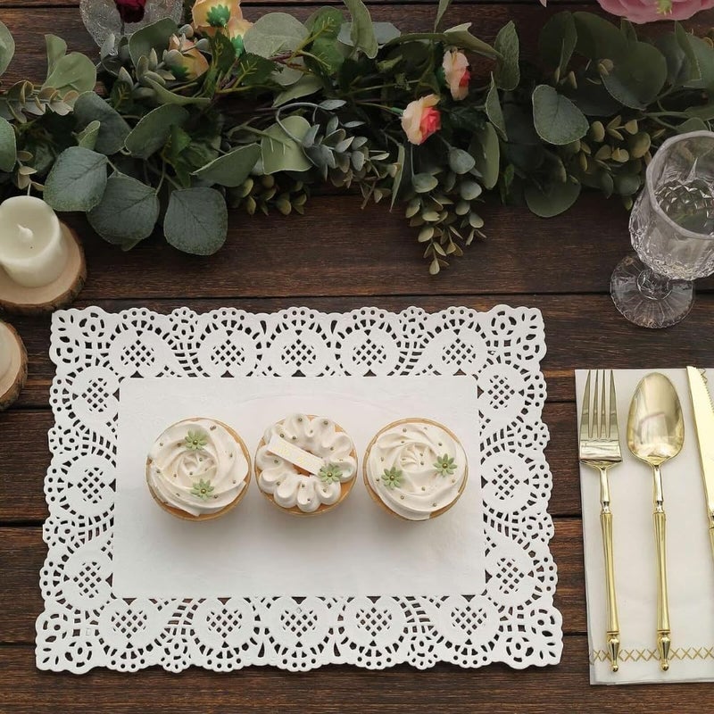Unique Elegant White Placemat Doilies (Pack of 8) - 9.75" x 14.25" - Premium Paper Table Decorations - Perfect for Parties, Home, & Events - Image 2