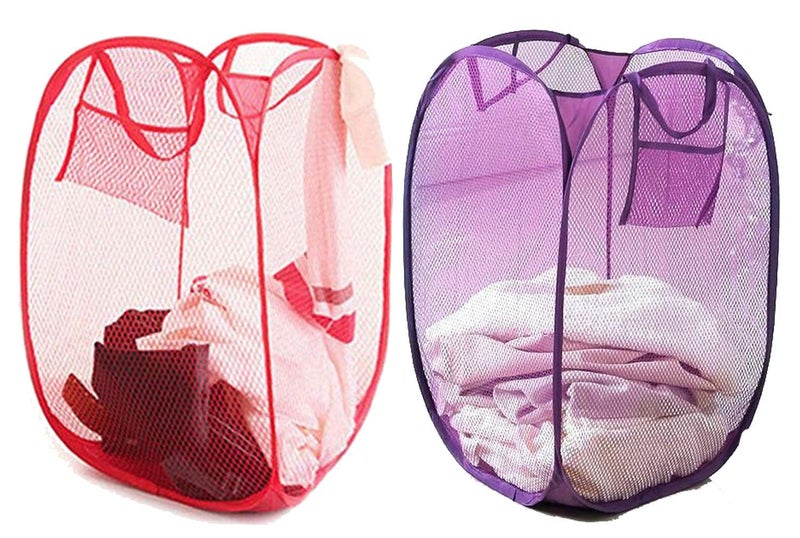 Kuber Industries Nylon 2 Piece Mesh Laundry Basket30Ltr MultiCTKTC021484 - Image 1