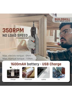 BUILDSKILL BUILDSKILL 8V cordless screwdriver set 31 pieces S2 CRV magnetic bits chuck forward reverse function 1600mAH battery USB C type charging cable ideal for DIY professional use  - Image 5