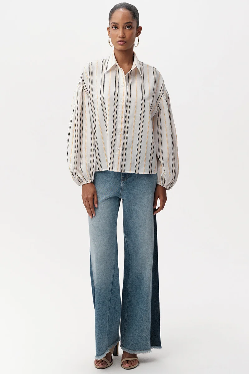 Exquise Shirt Collar Long Sleeve Buttoned Regular Multicolored Shirt
