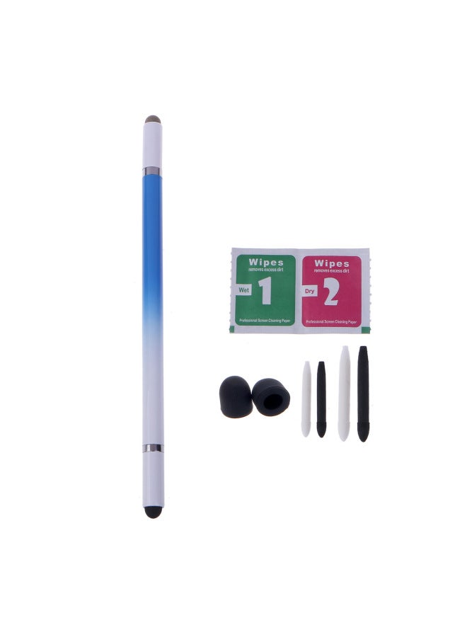 Loquat Capacitance Pen Four-in-one Suitable For Android For AppleStylus Fiber Pen Dual-purpose Transparent Disc Pen Tip Can Be Changed-Color:Blue  - Image 1