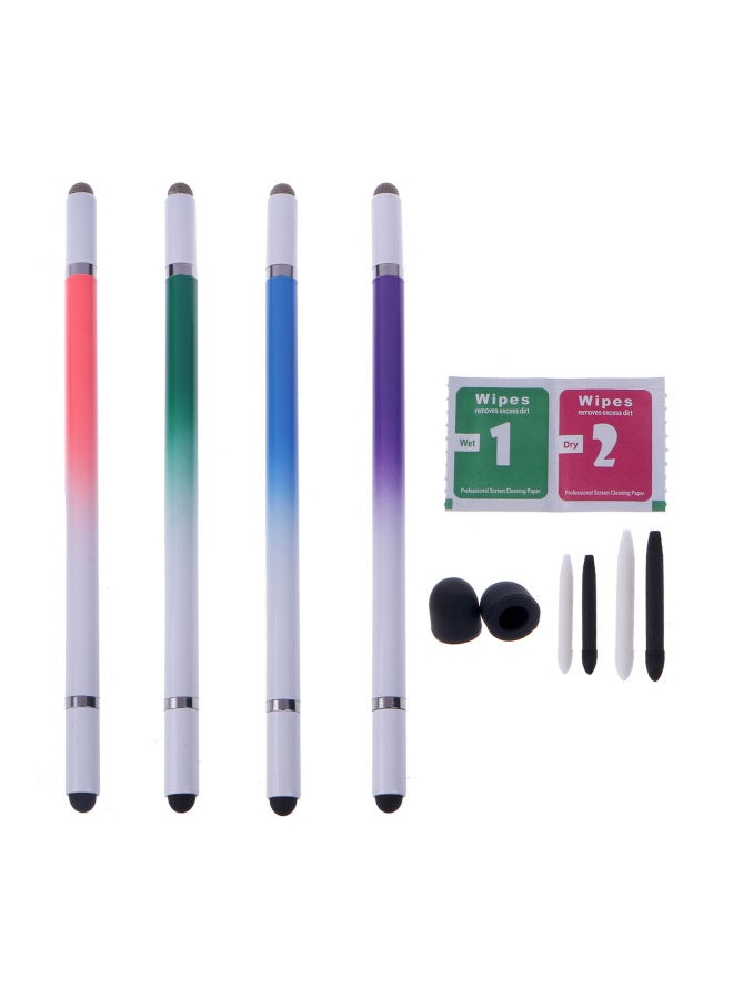 Loquat Capacitance Pen Four-in-one Suitable For Android For AppleStylus Fiber Pen Dual-purpose Transparent Disc Pen Tip Can Be Changed-Color:Blue  - Image 3
