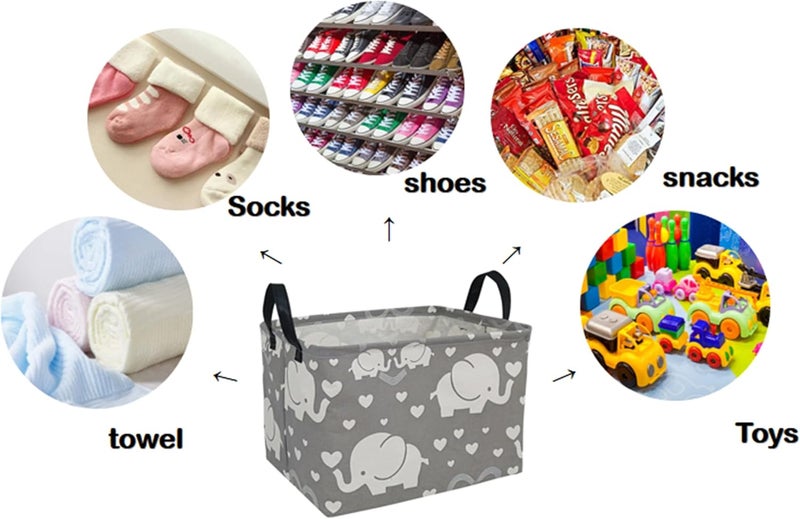 DUYIY Elephant Print Canvas Storage Basket - Image 3