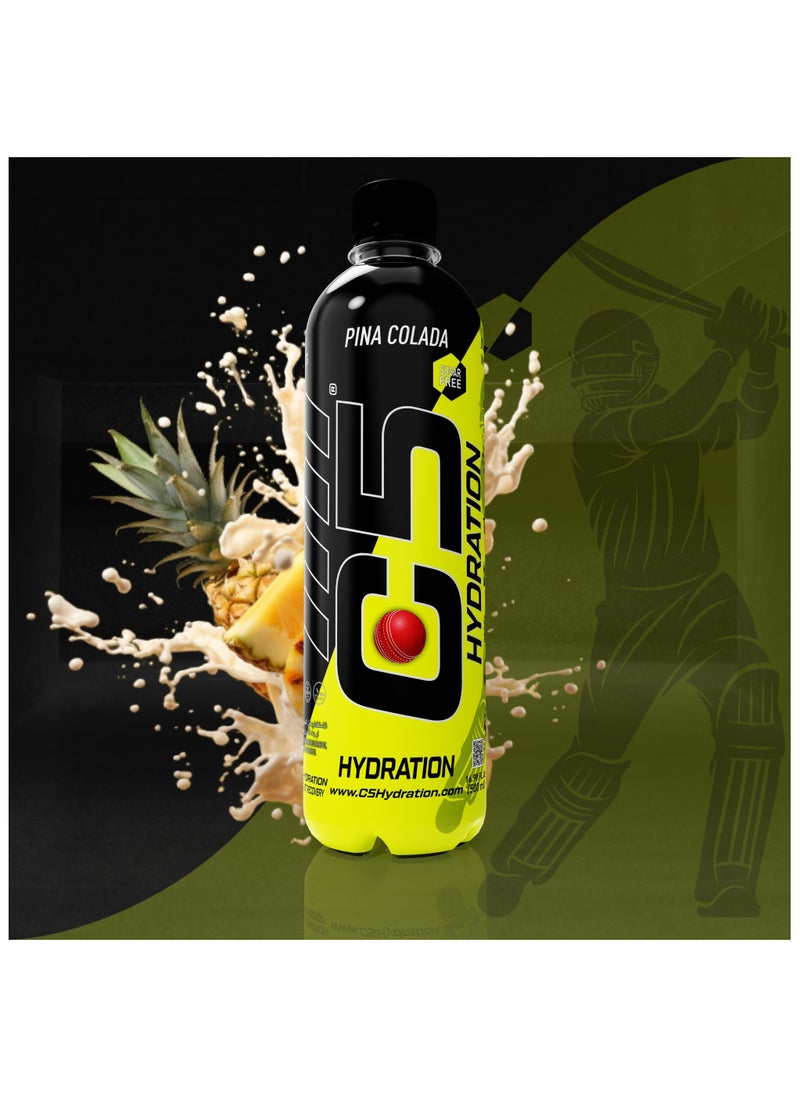 C5 - C5 HYDRATION Pina Colada Electrolytes & Vitamin Water- Zero Sugar, 20 Calorie BCAA for Recovery -VIT B ENERGY, VIT C & E ANTIOXIDANT, VIT D3 for IMMUNITY - Refreshing Ramadan Drink Pack of 12 - Image 1