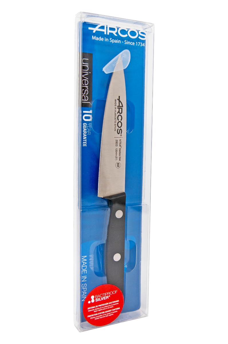 Arcos Chef Knife 5 Inch Stainless Steel. Cooking Knife to Cut and Peel Small Food. Ergonomic Polyoxymethylene Handle and 120mm Blade. Series Universal. Color Black - Image 5