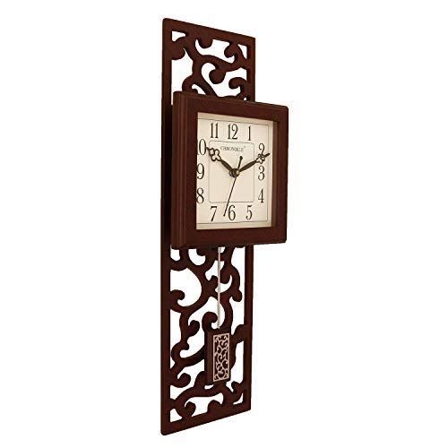 CHRONIKLE Modern Vertical Wooden Case Analog English Numbers Stylish Pendulum Wall Clock for Living Room Home Decor Office Gifts (Size: 19.5 x 6.5 x 55 CM | Weight: 915 Gram | Color: Rosewood) - Image 4