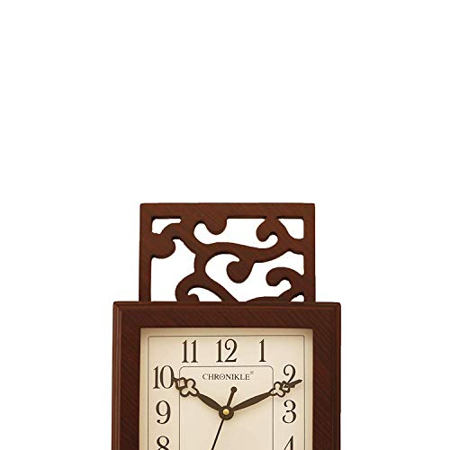 CHRONIKLE Modern Vertical Wooden Case Analog English Numbers Stylish Pendulum Wall Clock for Living Room Home Decor Office Gifts (Size: 19.5 x 6.5 x 55 CM | Weight: 915 Gram | Color: Rosewood) - Image 5
