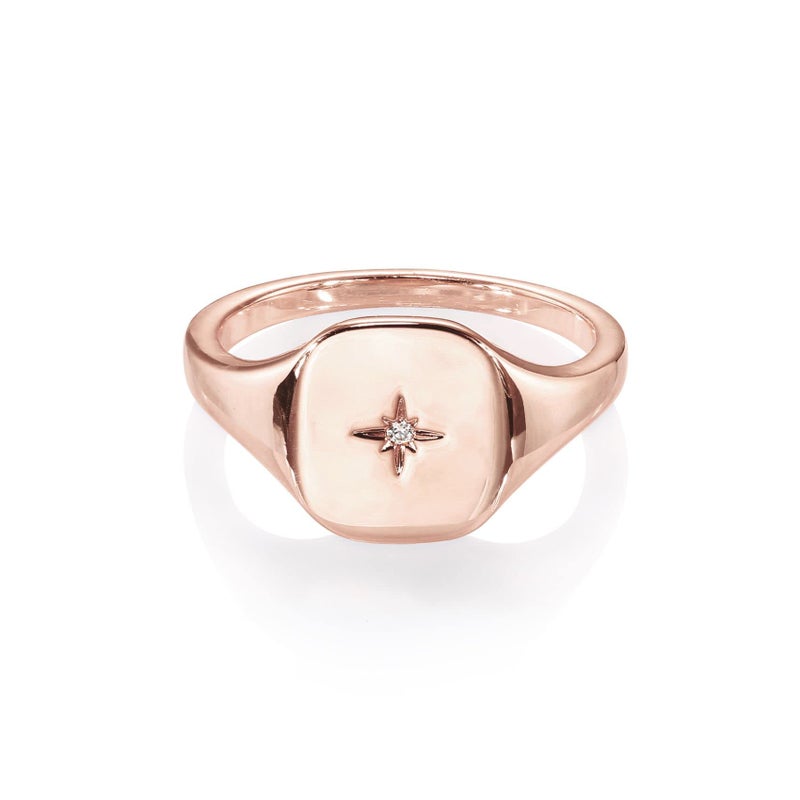 PAVOI 14K Gold Plated Signet Ring for Women | Bold Stackable Ring (Rose Gold, 9) - Image 3