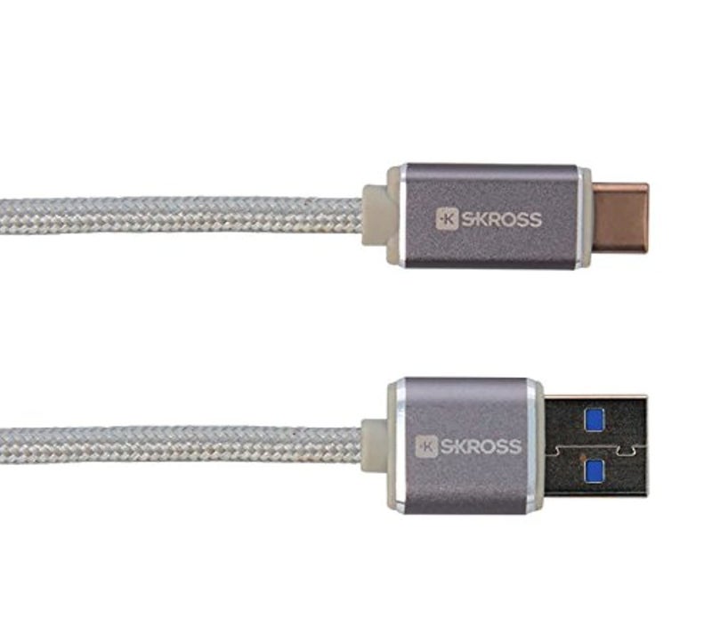 Skross Charge’N Sync USB-C 3.0 Steel Cable 1M - 3A Fast Charging, Swiss Design - White - Image 2