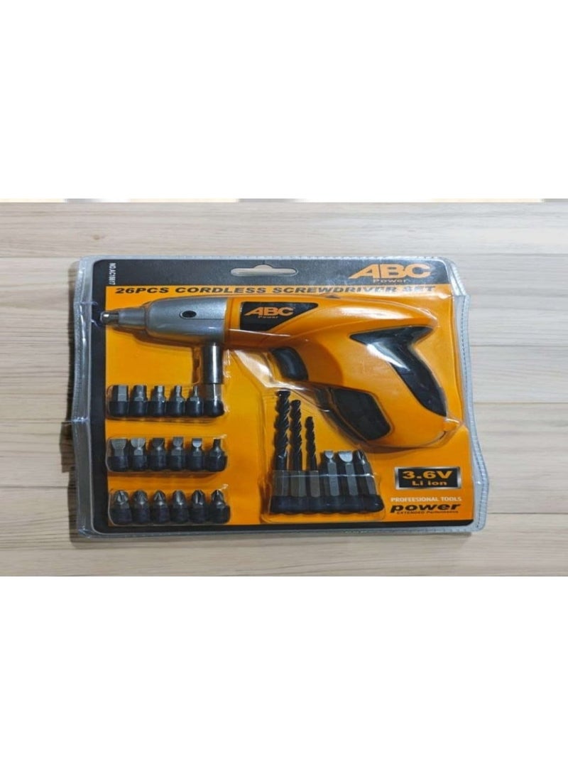 اي بي سي طقم مفكات ربط شحن 26 قطعة – ABC موديل AC18617 للأعمال الدقيقة والمحترفة
