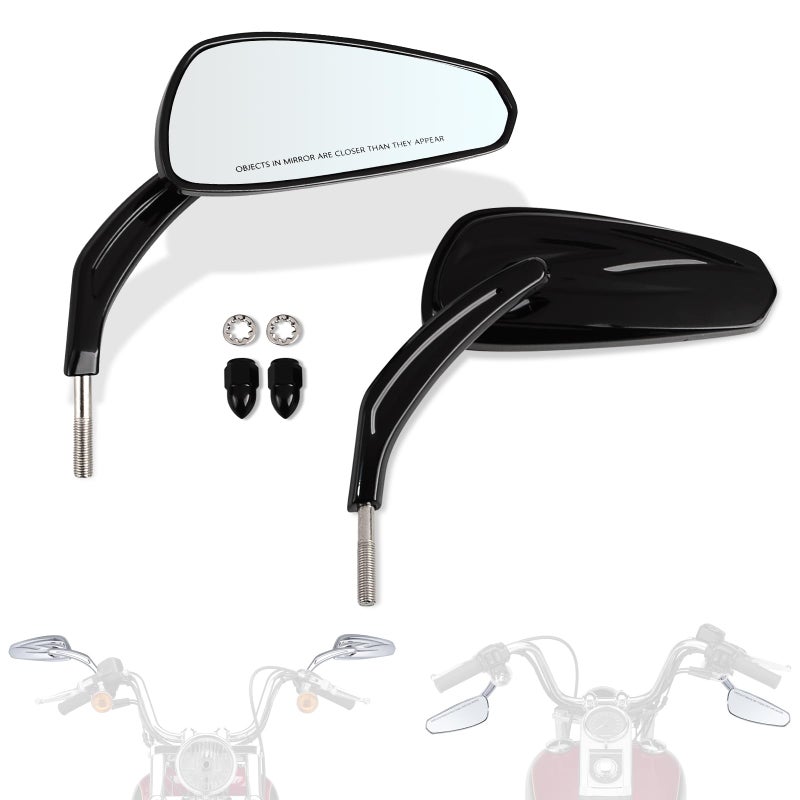 FOVPLUE Handlebar Mount Mirrors Motorcycle Rearview mirrors for 19822025 Harley Models for CVO Dyna Touring Electra Glide Road Glide Road King Softail Street Glide Sportster 1200 883 Gloss Black