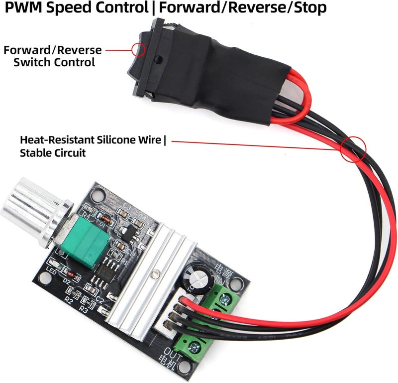 RioRand 6V 12V 24V 28V 3A 80W DC Motor Speed Controller PWM Speed Adjustable Reversible Switch 1203BB DC Motor Driver Reversing - Image 4