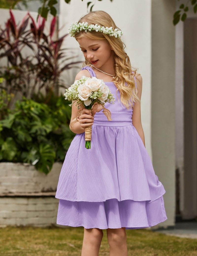 Arshiner Girls Lavender Easter Dresses Formal Summer Beach Boho Hawaiian Casual Spaghetti Strap Midi Tween Girl Sundress Size 10-12 - Image 3