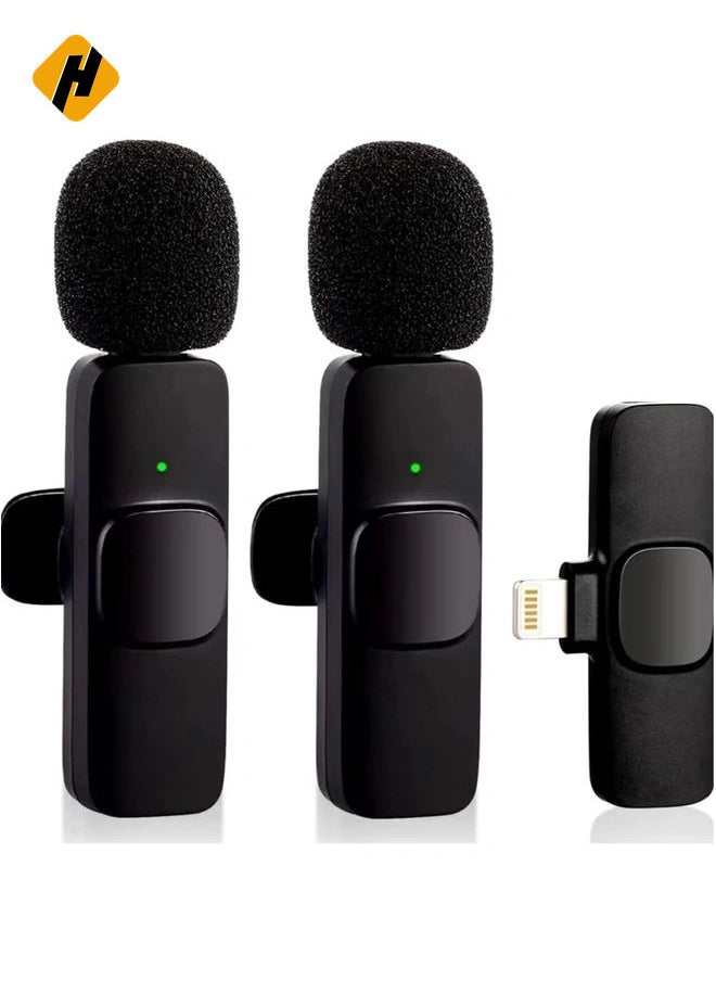 HuHa Wireless Microphone for iPhone iPad, Plug-Play Wireless Lavalier Mic with 2 Microphone for Phone Video Recording, Interview, Vlog, Auto Sync and Noise Reduction  - Image 1