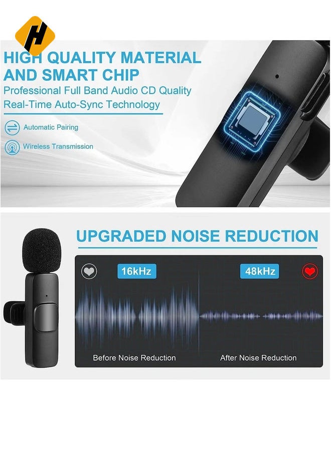 HuHa Wireless Microphone for iPhone iPad, Plug-Play Wireless Lavalier Mic with 2 Microphone for Phone Video Recording, Interview, Vlog, Auto Sync and Noise Reduction  - Image 3