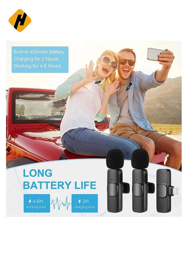 HuHa Wireless Microphone for iPhone iPad, Plug-Play Wireless Lavalier Mic with 2 Microphone for Phone Video Recording, Interview, Vlog, Auto Sync and Noise Reduction  - Image 4