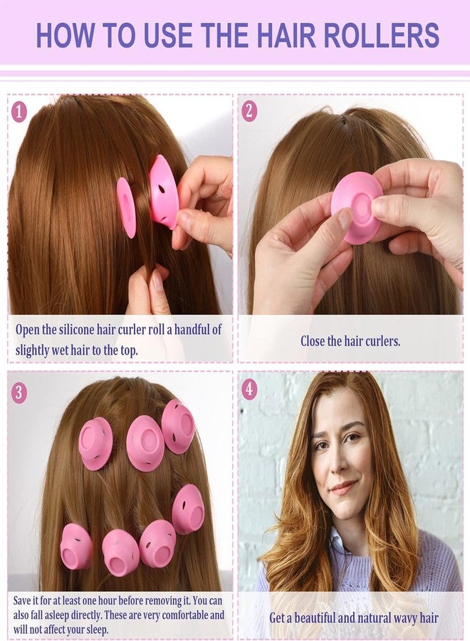 DNESHY Silicone Hair Curlers Heatless Rollers for Women. (Pink, 20 pcs) - Image 4